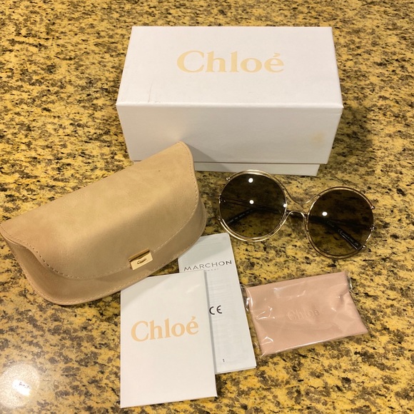 CHLOE Round oversized 59mm gold khaki sunglasses main image 6
